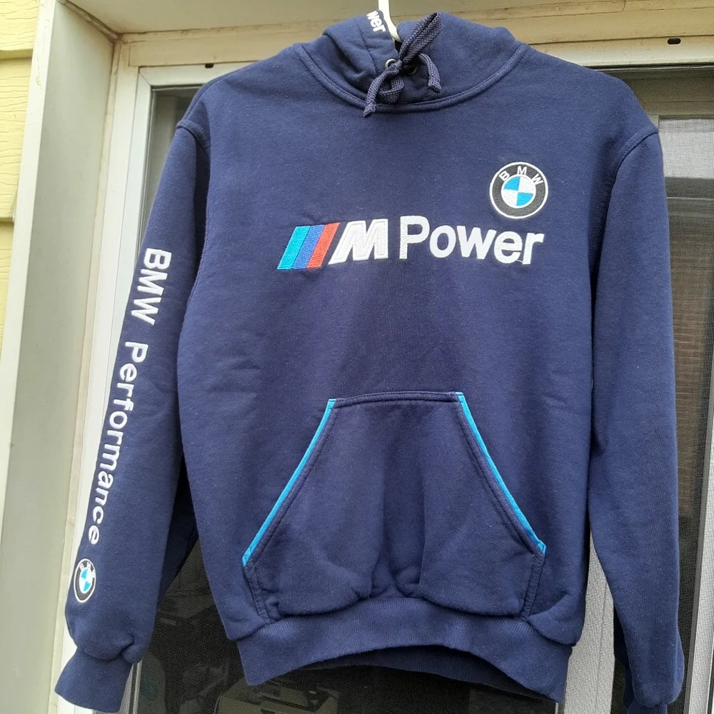 BMW sweater with hoodie Navy Blue Size S - Picture 6 of 7